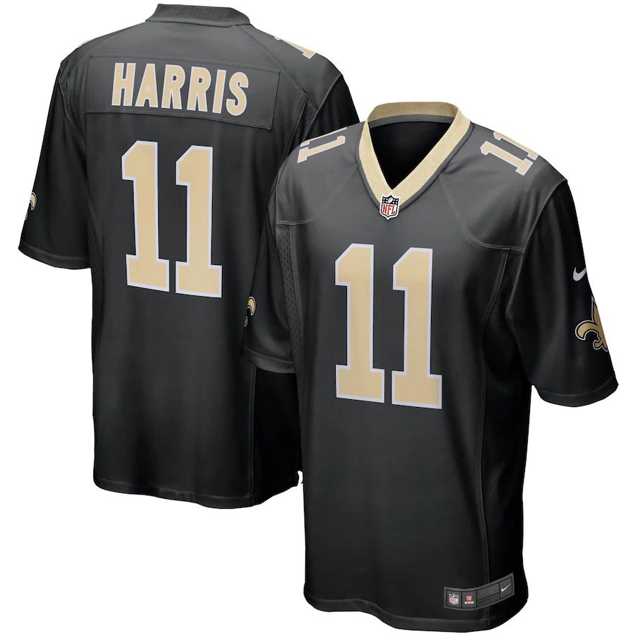 Men New Orleans Saints 11 Deonte Harris Nike Black Game Player NFL Jersey